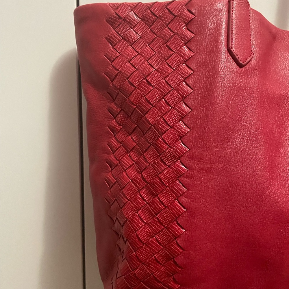 Red leather bag soft and light weight NEW - Picture 4 of 11